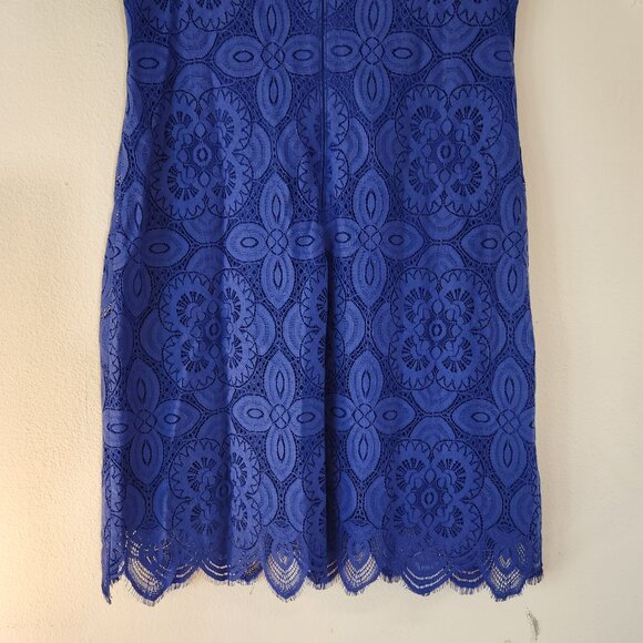kensie, Cornflower Blue Keyhole SS Lined Lace Dress Size 6 NWOT - Picture 8 of 14